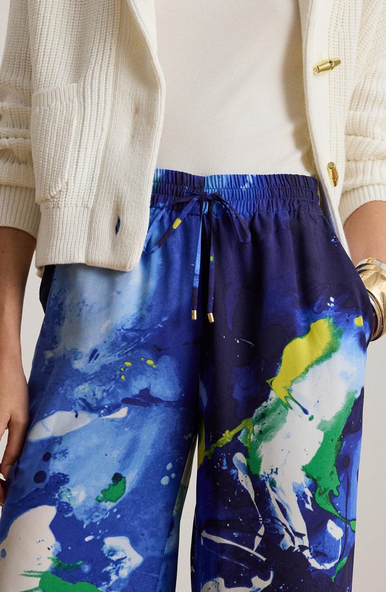 Lauren Ralph Lauren Abstract Print Wide Leg Pull-On Pants, Alternate, color, Blue/ Multi