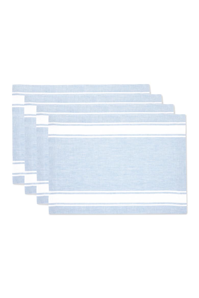 Linen Placemats - Country Stripe, Main, color, Cashmere Blue