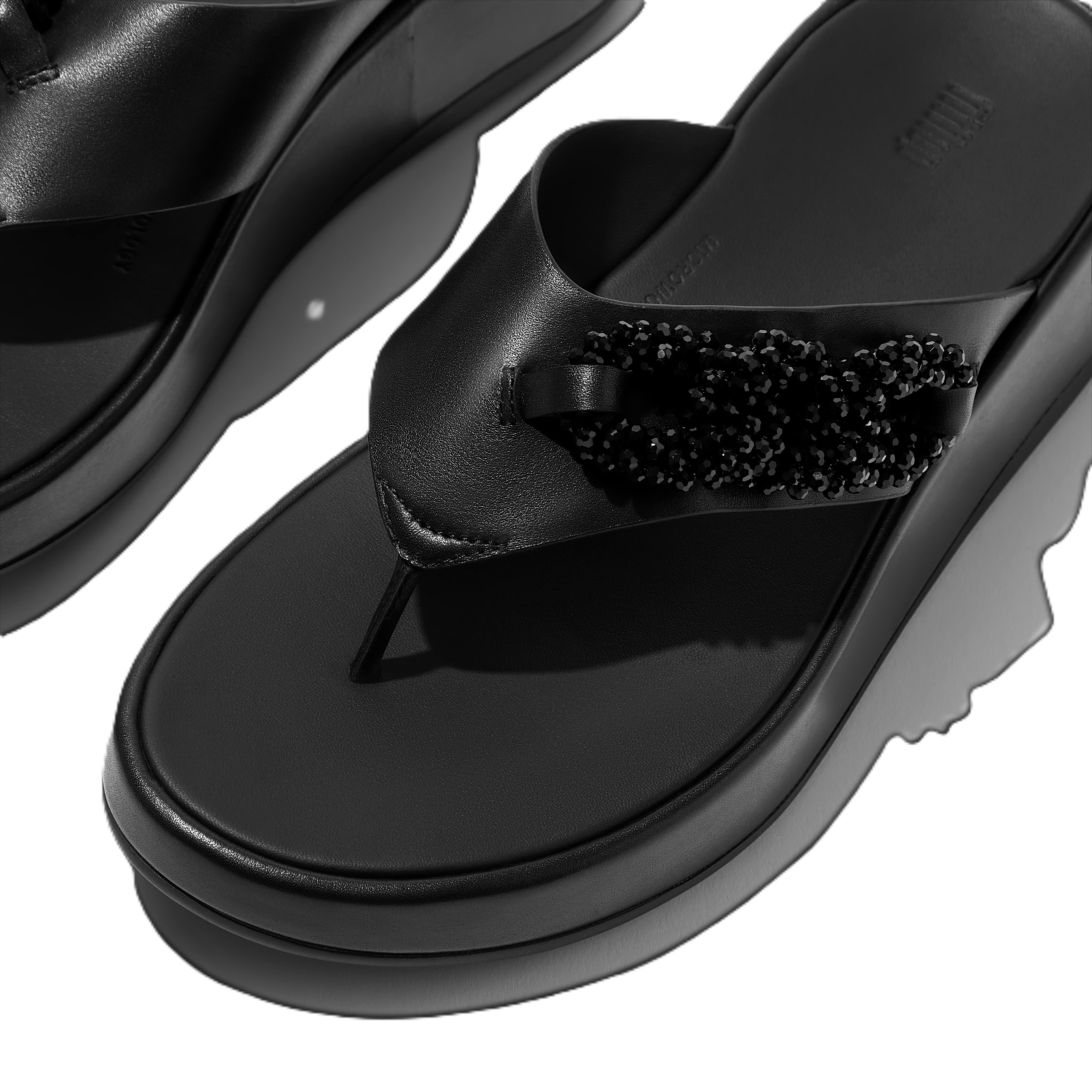 FitFlop F Mode Beaded Chain Toe Post Sandals, Alternate, color, Black