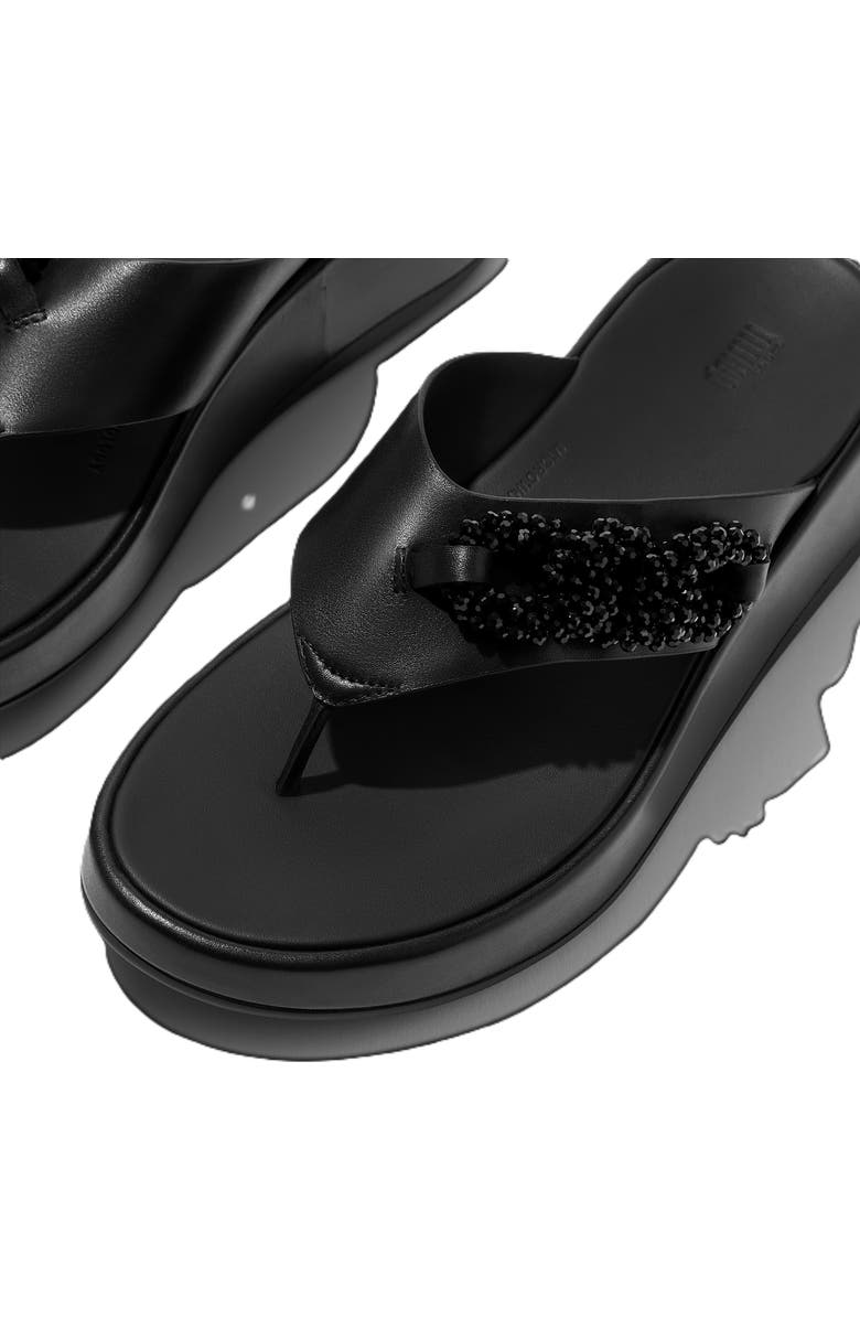 FitFlop F Mode Beaded Chain Toe Post Sandals, Alternate, color, Black