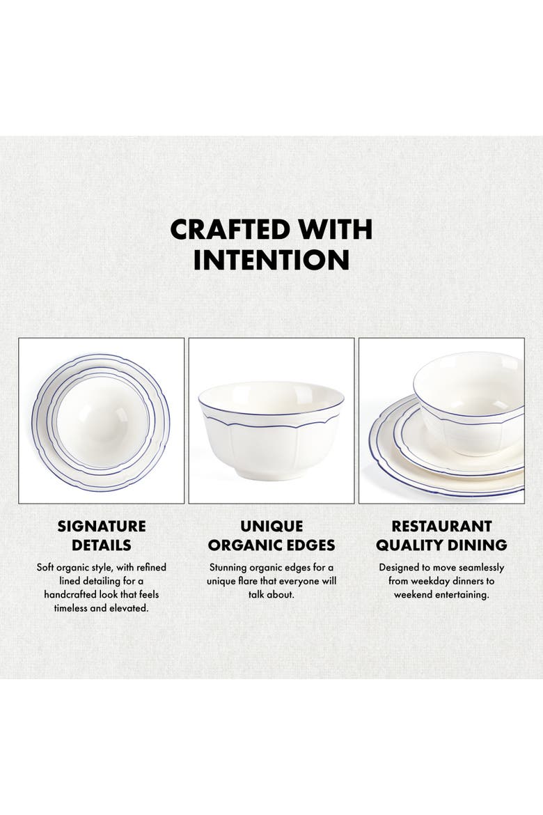Victory 24-Piece Porcelain Dinnerware Set, Colored Rim, Alternate, color, Blue