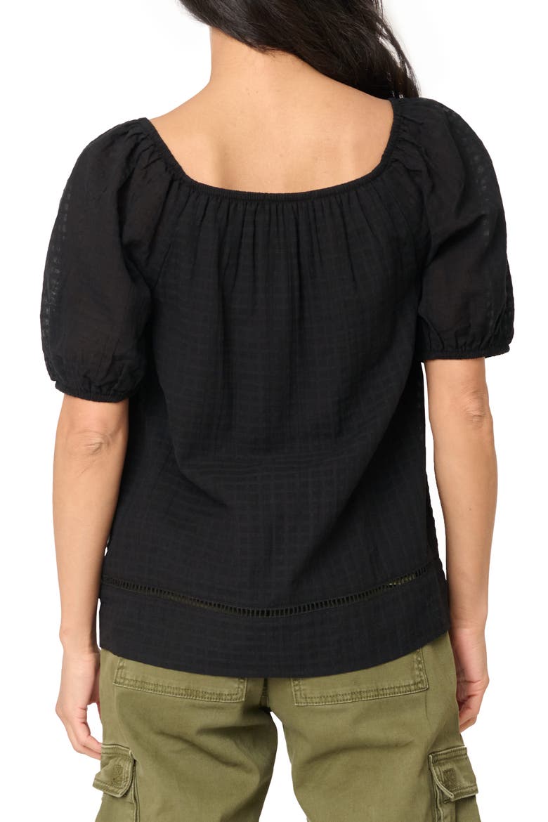 Convertible Neck Gauze Top, Alternate, color, BLACK