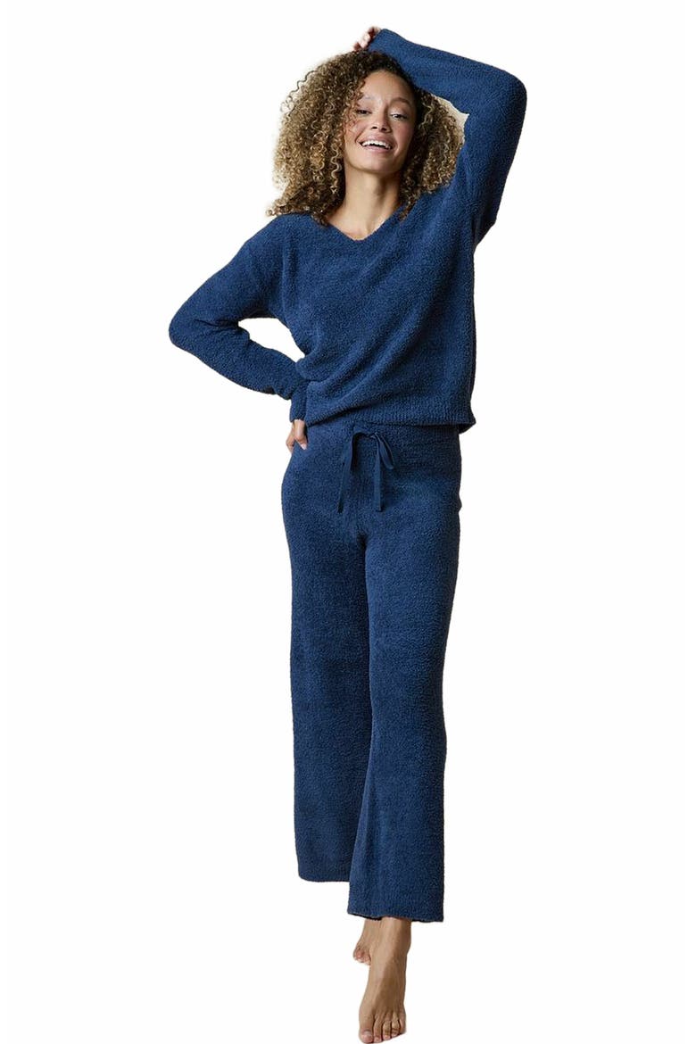 Solid Marshmallow V-Neck Lounge Set, Main, color, Midnight