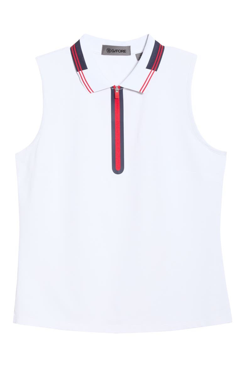 Sleeveless Quarter Zip Polo, Alternate, color, SNOW / LAVA