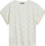 KOBI HALPERIN Carmel Faux Pearl Accent Cotton T-Shirt
