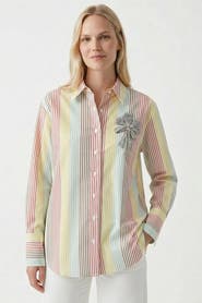Exquise Fauve Long Sleeve Embroidered Cuffed Shirt
