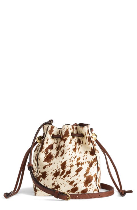 The Mini Genuine Calf Hair Crossbody Bucket Bag
