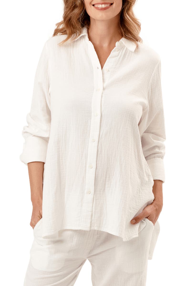 Nom Maternity The Everyday Gauze Maternity Button-Up Shirt, Main, color, 