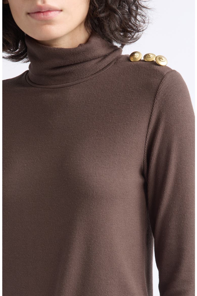 Aja Turtleneck Top, Alternate, color, DARK JAVA/ GOLD