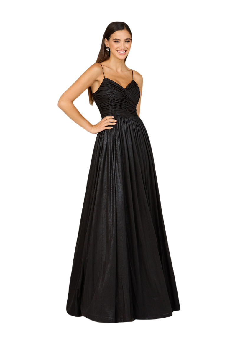 High Slit Metallic Jersey Dress, Main, color, Black