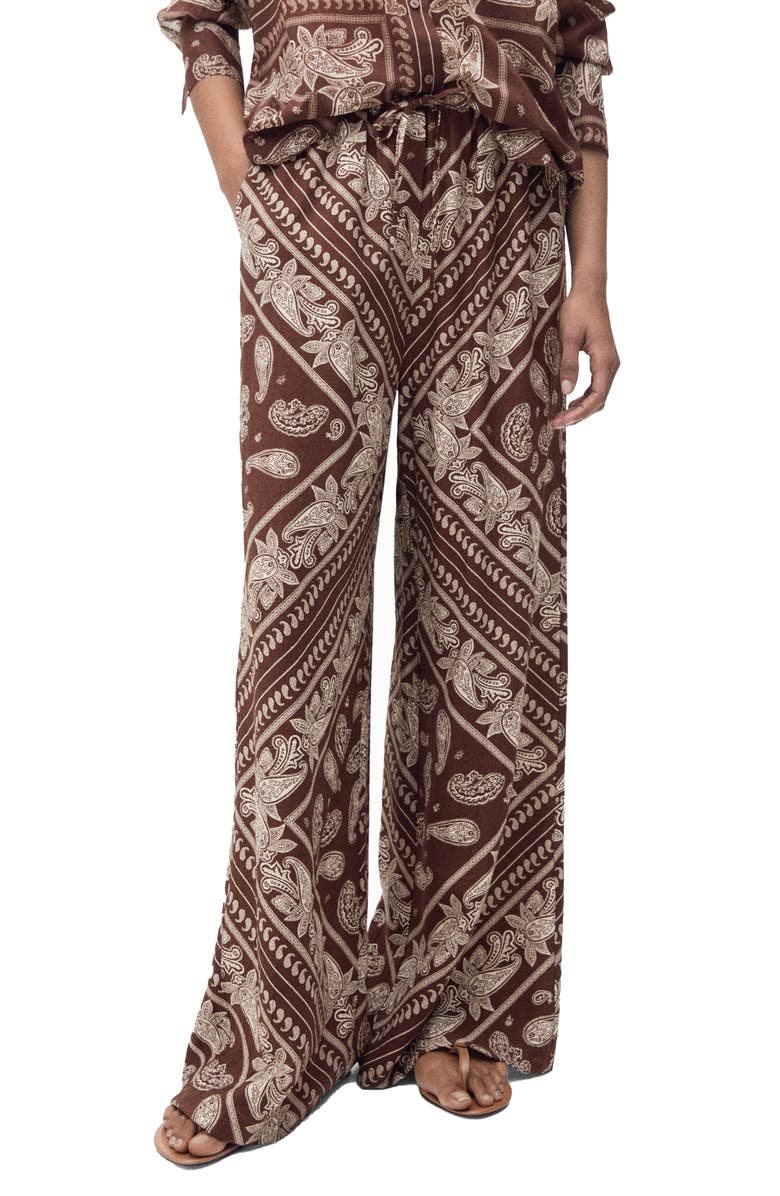 MANGO Paisley Print Wide Leg Pants, Main, color, 