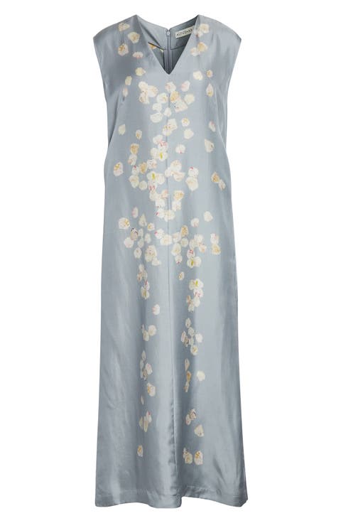 Cherie Petal Print Silk Midi Dress