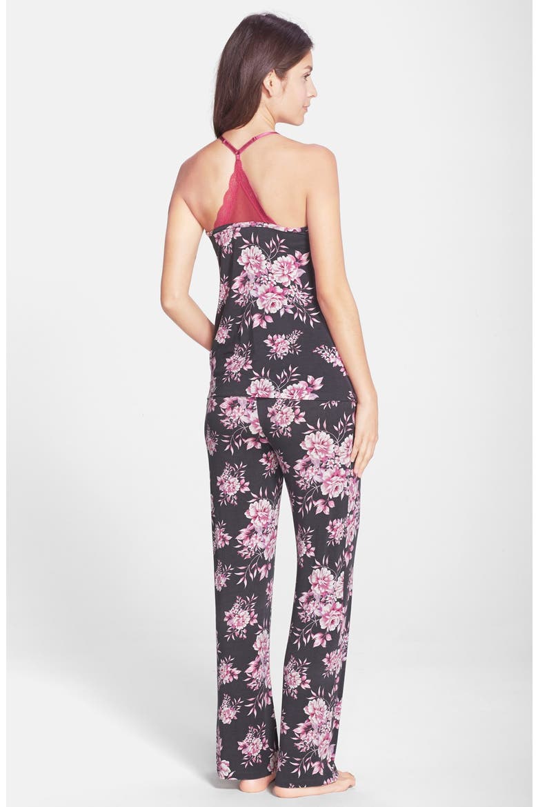 Lace Trim Print Jersey Pajamas (Nordstrom Exclusive), Alternate, color, CHARCOAL