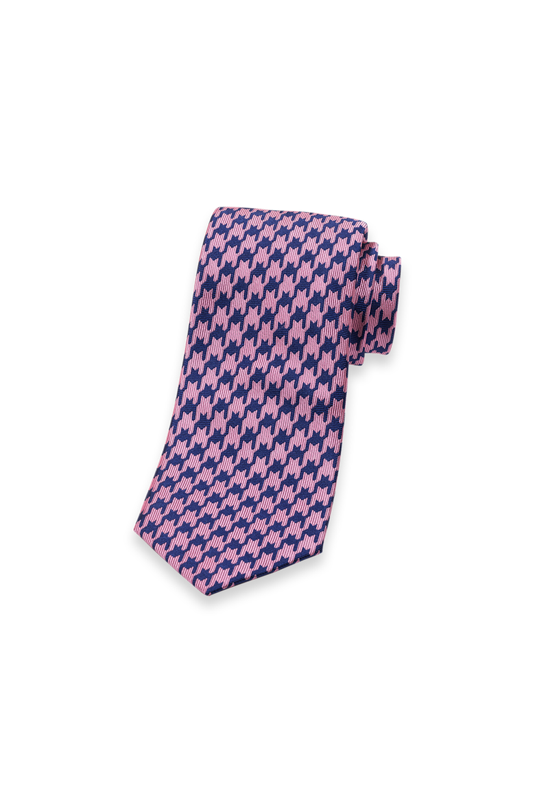 Patterned Woven Silk Tie, Main, color, Pink/Navy
