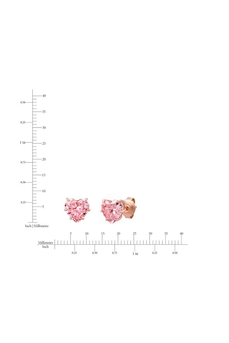 Cubic Zirconia Heart Stud Earrings, Alternate, color, 18KT ROSE GOLD/ CLEAR STONE