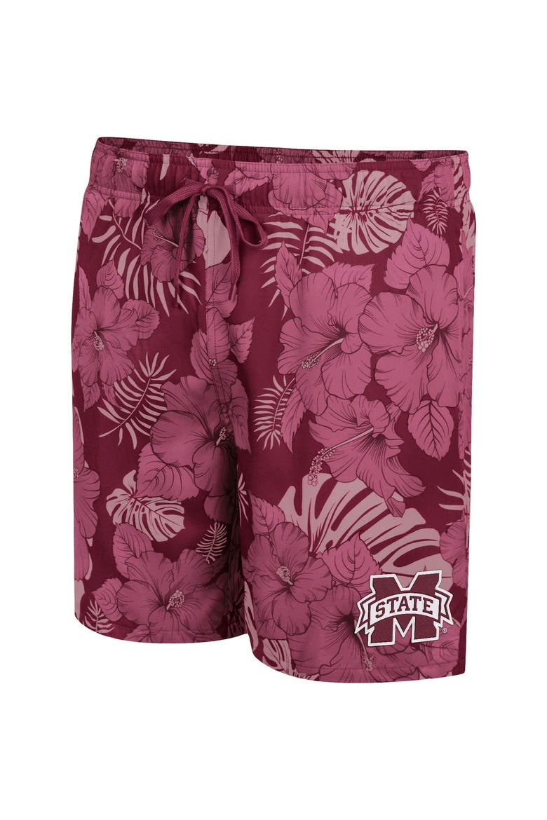 Men's Colosseum Maroon Mississippi State Bulldogs The Dude Swim Shorts, Alternate, color, Maroon