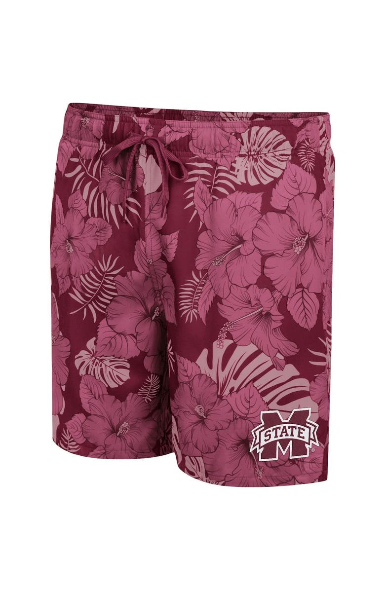 COLOSSEUM Men's Colosseum Maroon Mississippi State Bulldogs The Dude Swim Shorts, Alternate, color, Maroon