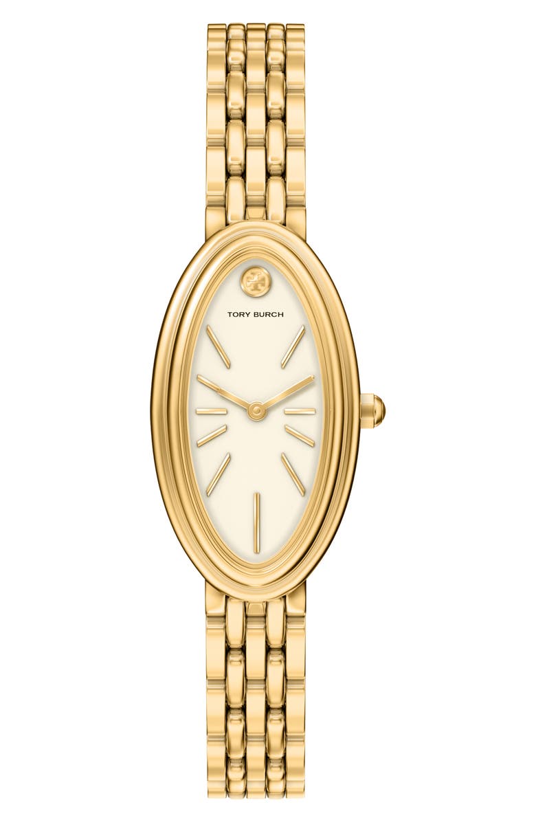 Tory Burch The Oval Elongated Bracelet Watch, 22mm x 38mm, Main, color, Gold