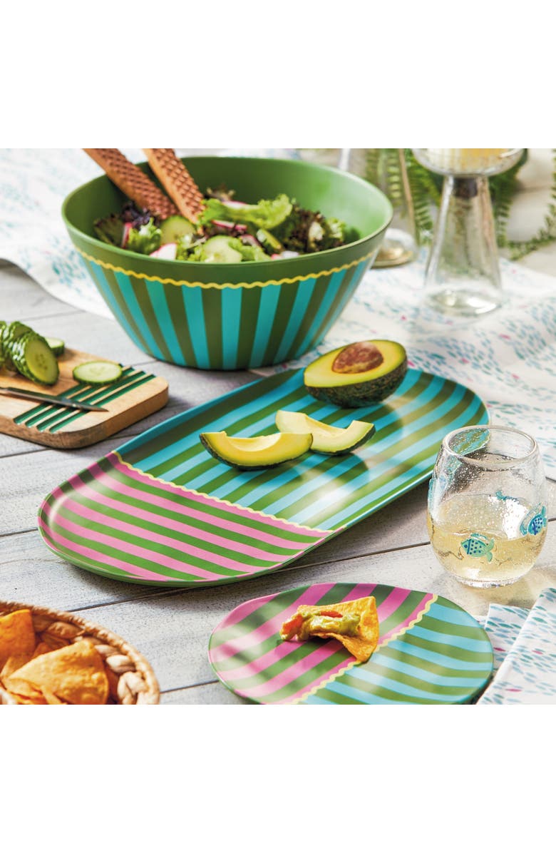 tag Cabana Stripe Melamine Platter Multi Melamine Summer, Alternate, color, Green