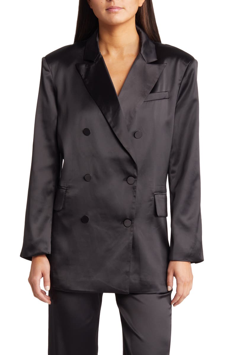 Amy Lynn Double Breasted Satin Blazer, Alternate, color,