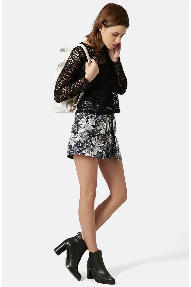 Long Sleeve Crochet Top, Alternate, color, BLACK