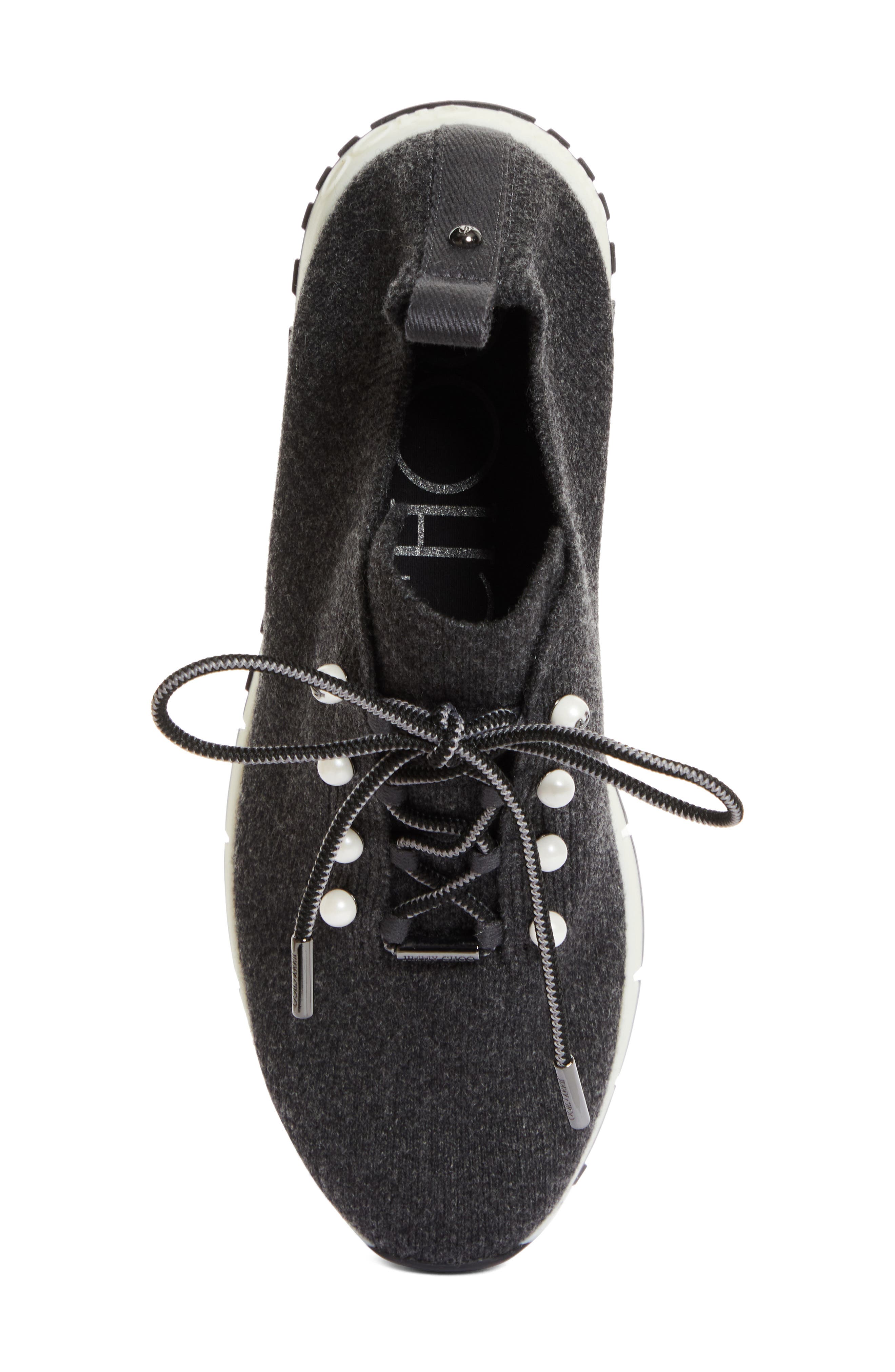 Jimmy Choo Veles Imitation Pearl Knit Sneaker, Alternate, color, Black Mix