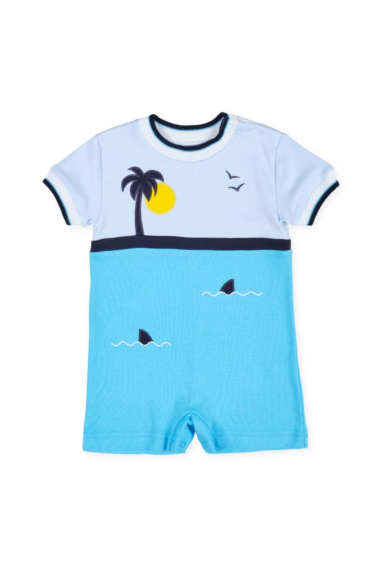 Knit Shortall With Ocean Scene, Main, color, Turquoise