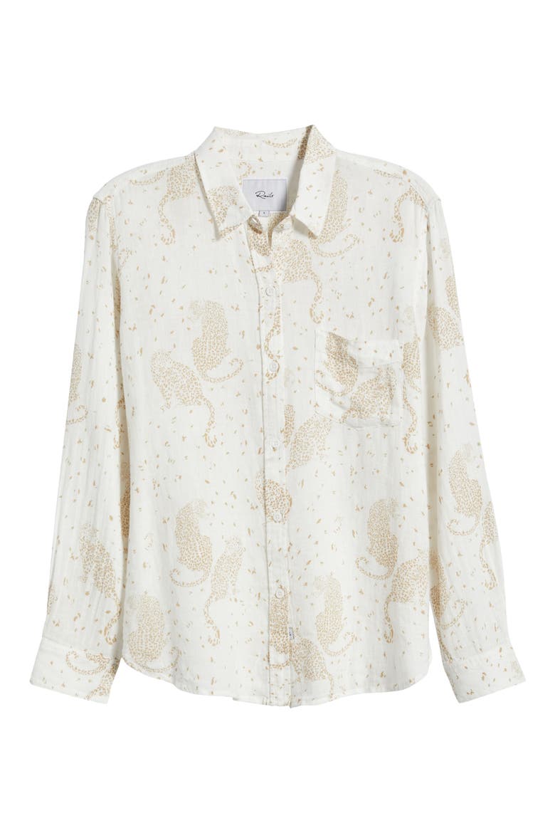 Charli Leopard Print Linen Blend Button-Up Shirt, Alternate, color, CHEETAH SPOTS