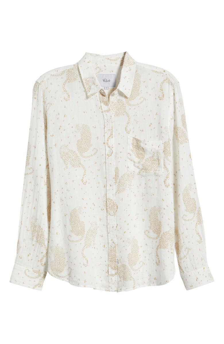 Rails Charli Leopard Print Linen Blend Button-Up Shirt, Alternate, color,