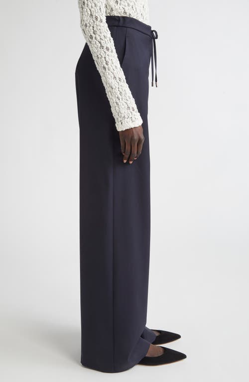 Max Mara Berard Virgin Wool Drawstring Pants In Blue