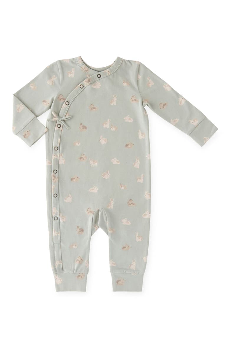 Littles Snap Front Stretch Organic Cotton Romper, Main, color, HOPPY BUNNY