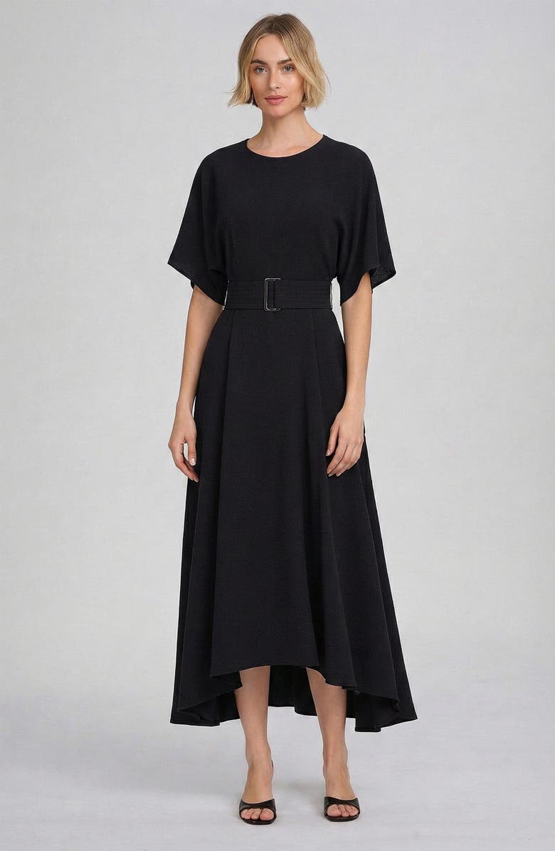 ELLE Collection Belted Midi Dress, Main, color, Black