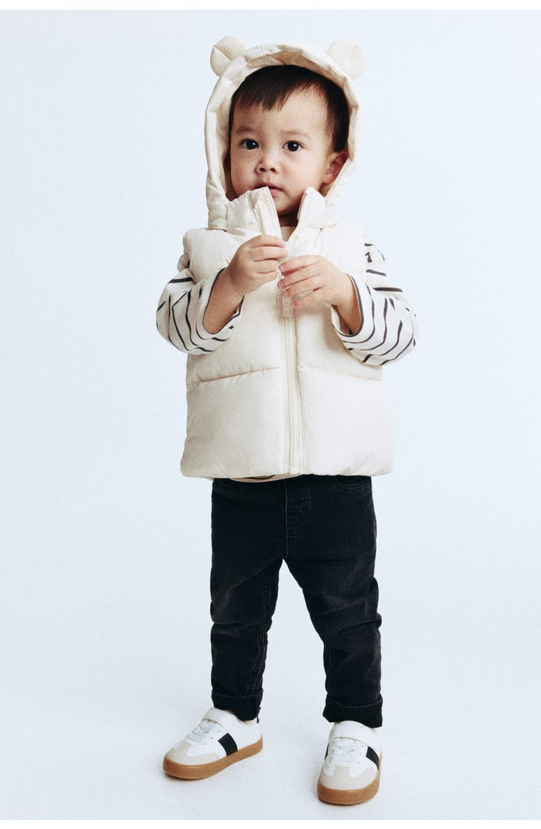 H&M Hooded Puffer Gilet, Main, color, Cream