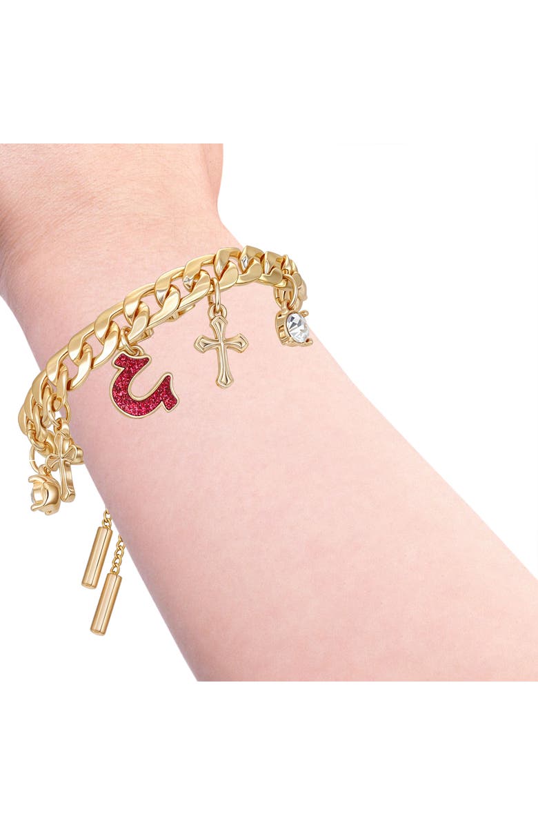 True Religion Horseshoe Cross Slider Bracelet, Alternate, color, Gold Tone