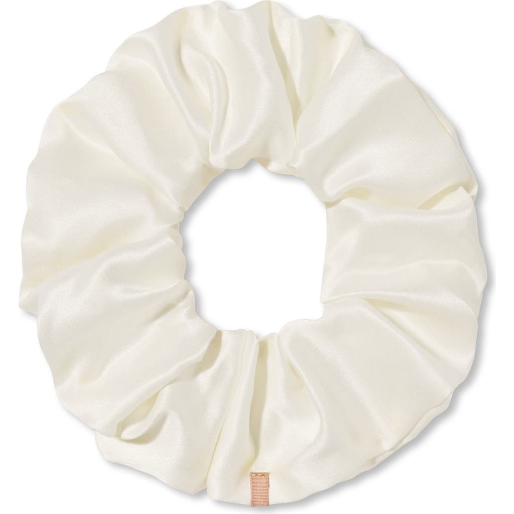 Lunya Washable Silk Classic Scrunchie In Tranquil White