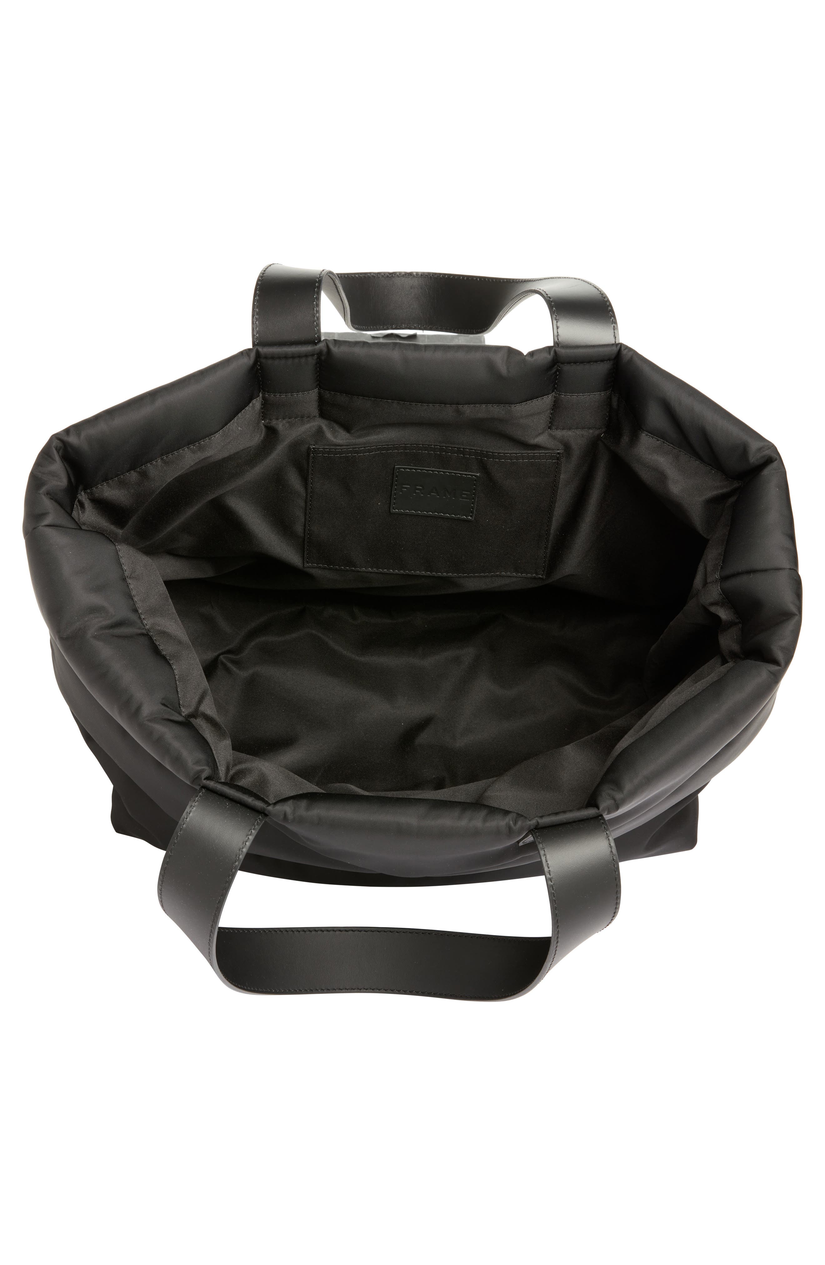 FRAME Plaque Nylon Quilted Tote, Alternate, color, Noir