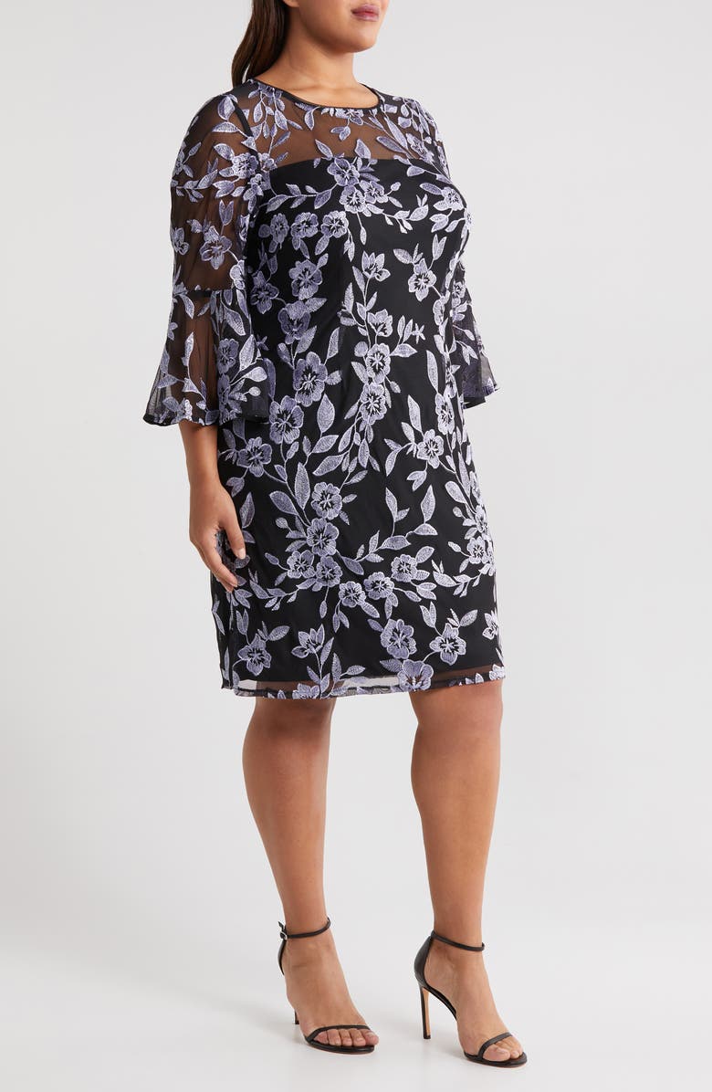 Alex Evenings Floral Embroidered Cocktail Dress, Alternate, color,