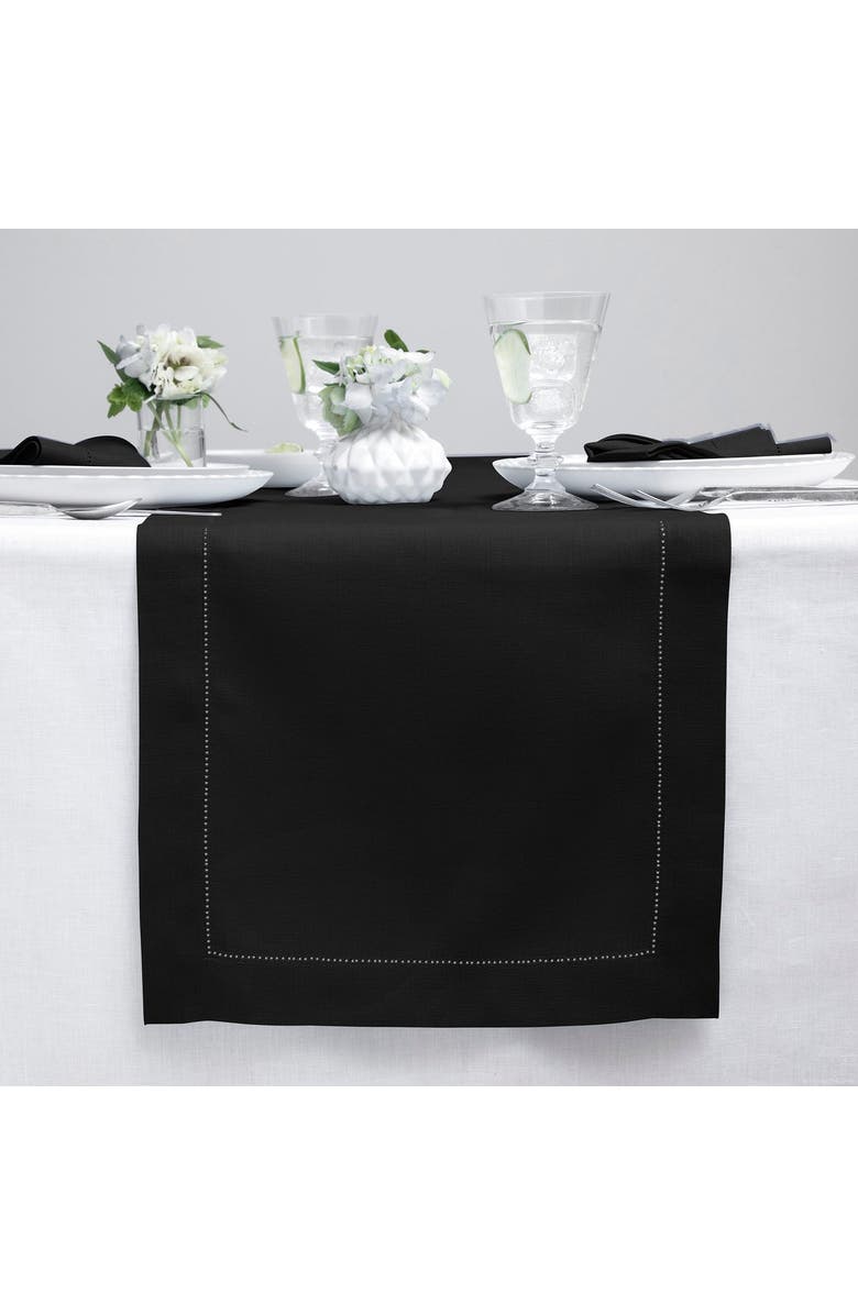 Solino Home Linen Table Runner - Classic Hemstitch, Alternate, color, Black