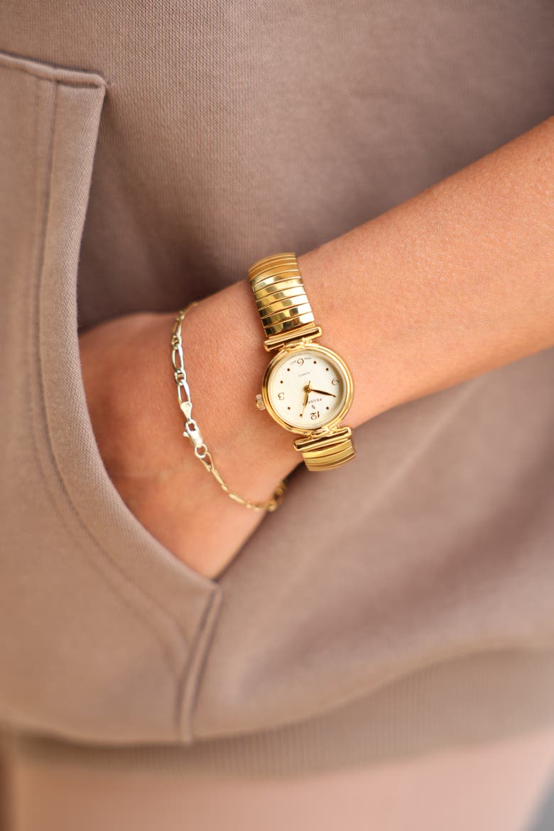 Easy Read Expansion Stretch Watch- 25MM, Alternate, color, Gold