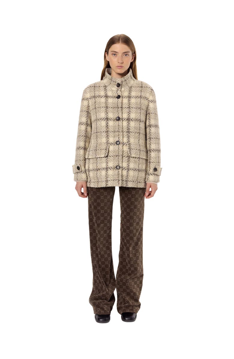GERARD DAREL Manuela Oversize Checked Coat, Main, color, Natural