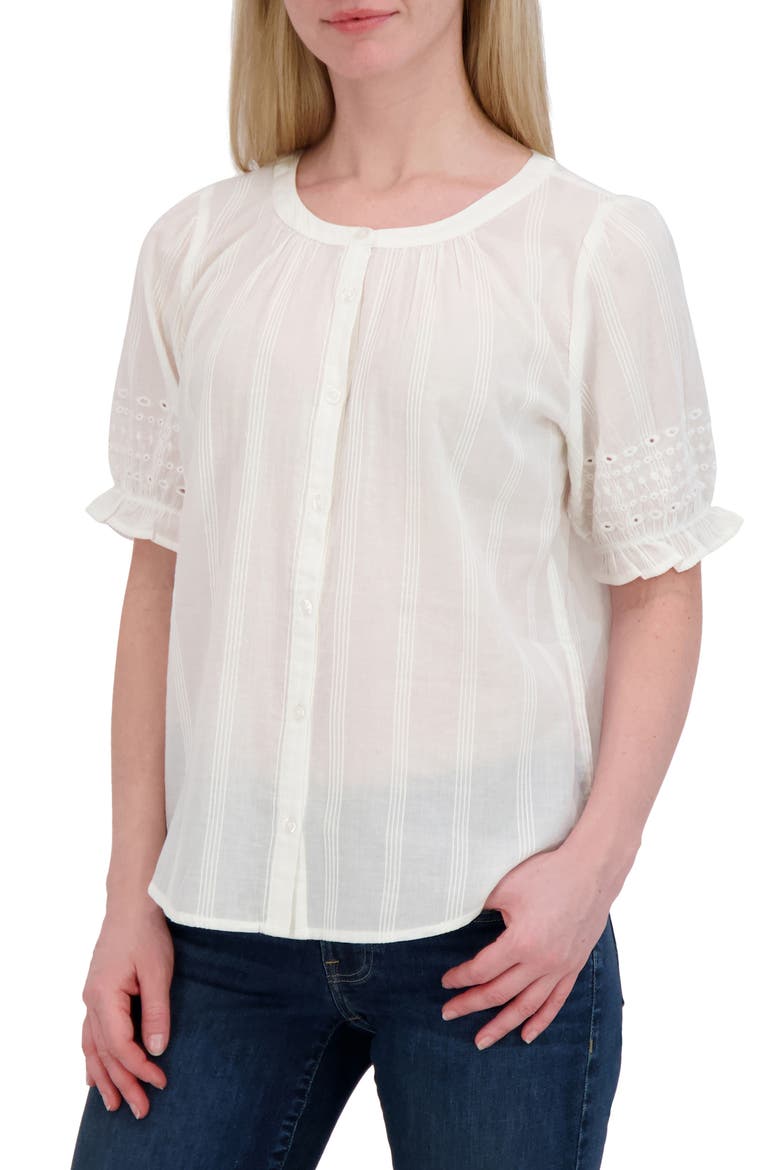 Button Front Shirt, Main, color, BRIGHT WHITE