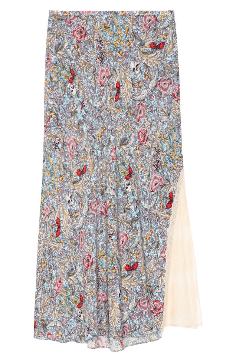 Zadig & Voltaire Jayla British Flowers Lace Inset Midi Skirt, Alternate, color, 