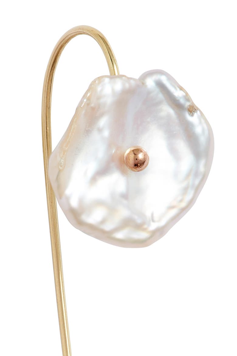 Petal Pearl Threader Earrings, Alternate, color, YELLOW GOLD/ PEARL