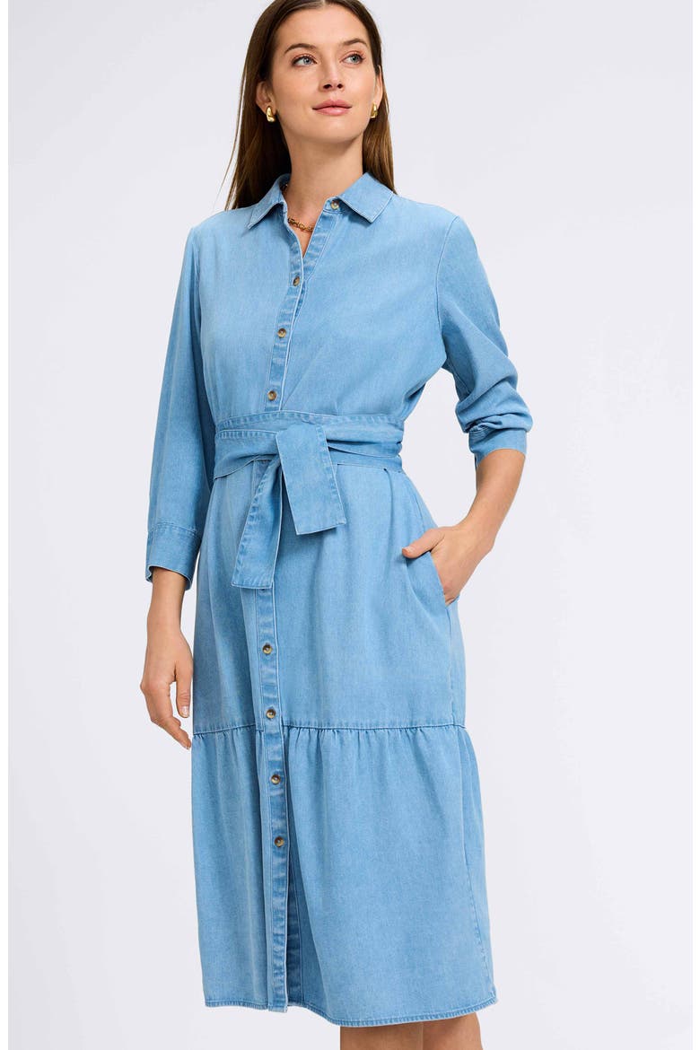 Ivy Long Sleeve Belted Denim Shirtdress, Alternate, color, BLEACH WAS