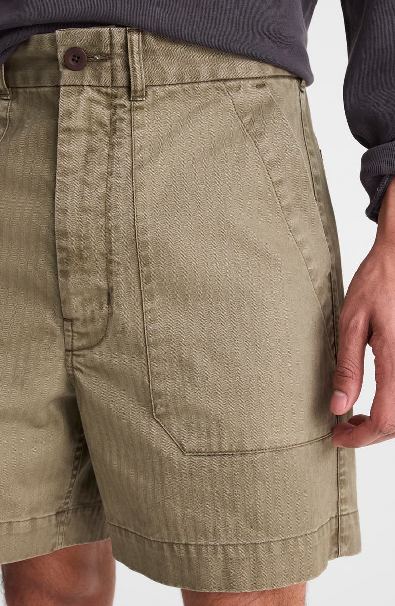 Madewell Herringbone Twill Fatigue Shorts, Alternate, color, Fatigue