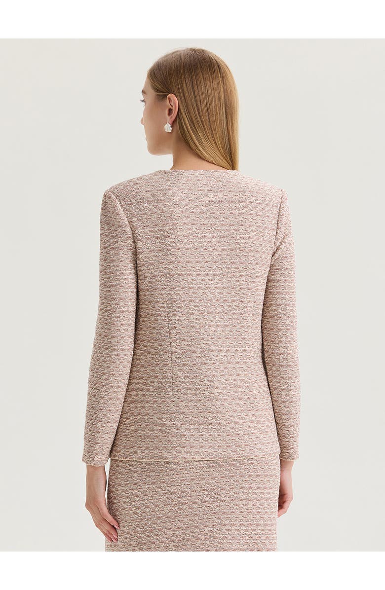 Misook Heritage Tonal Tweed Knit Jacket, Alternate, color, Biscotti/White/Charmeuse