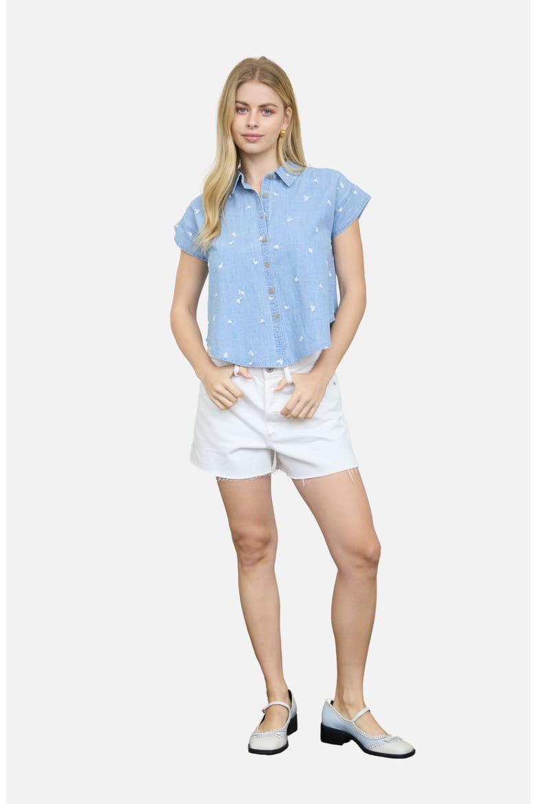 Floral Chambray Button-Up Shirt, Alternate, color, CHAMBRAY