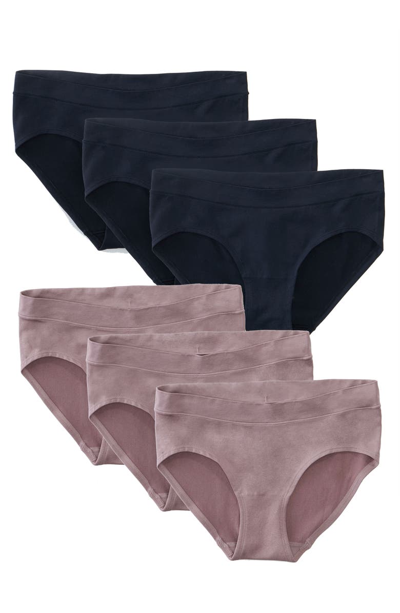 Ingrid & Isabel Maternity 6 Pack Underwear Bundle, Main, color, Black/Mauve