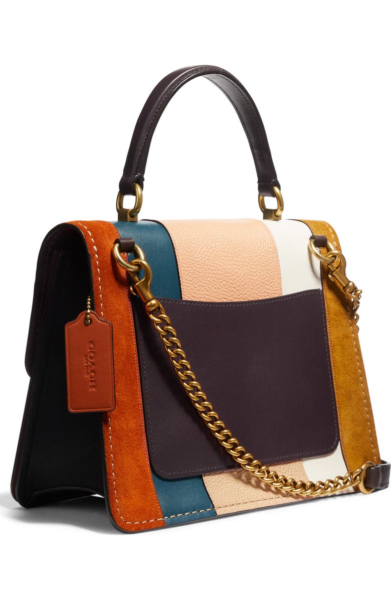 COACH Parker Colorblock Stripe Leather Shoulder Bag, Alternate, color,