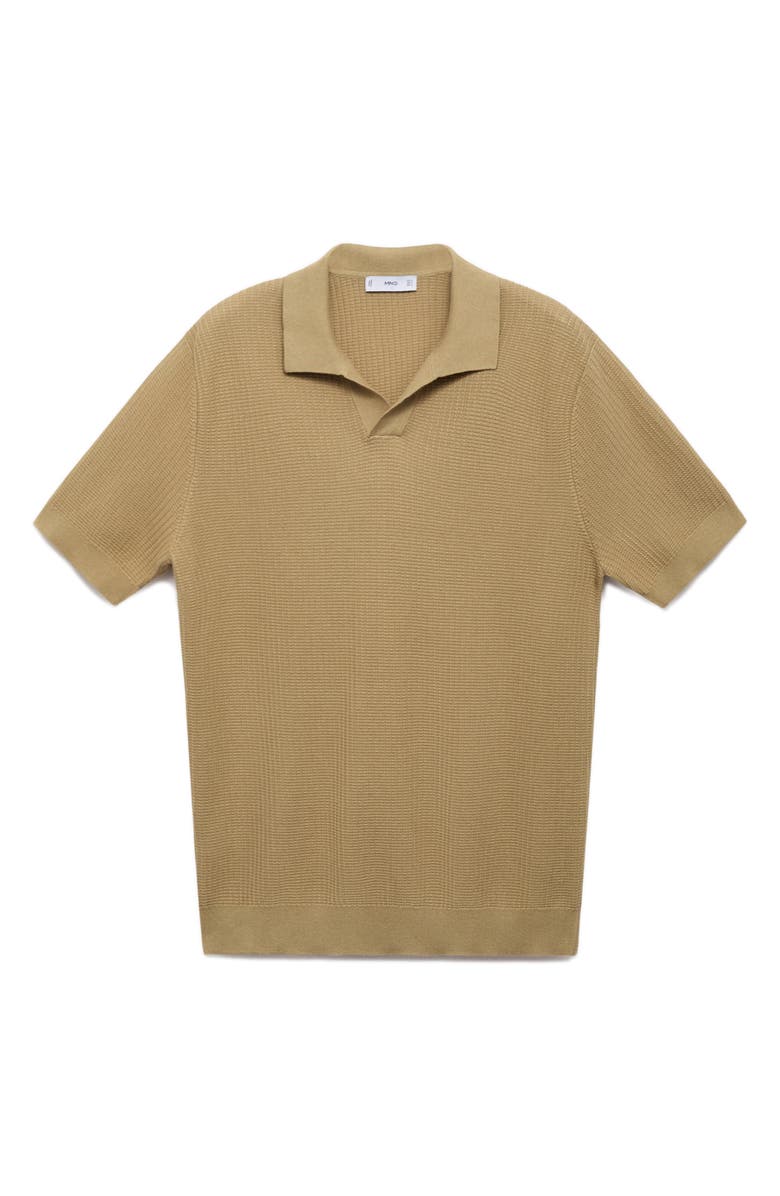 MANGO Rib Johnny Collar Polo, Alternate, color, Beige